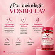 VOSBELLA para crecimiento de pelo con biotina y vitaminas, en gomitas de frutos rojos pensadas para una rutina diaria simple de belleza