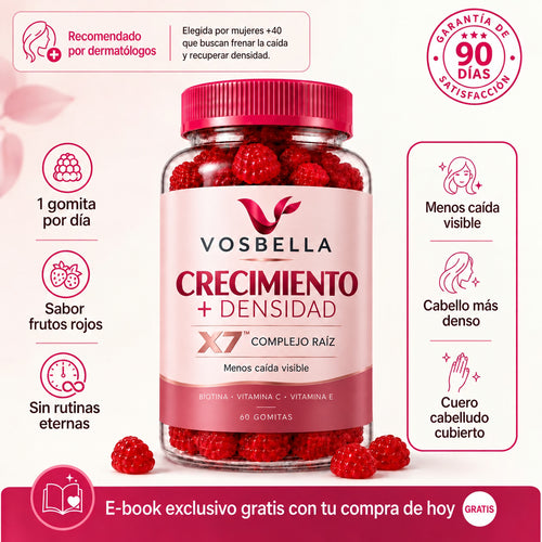 Vosbella para crecimiento de pelo, menos caída visible y mayor densidad capilar en mujeres +40