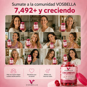 Comunidad VOSBELLA con mujeres que eligen gomitas para crecimiento de pelo, mayor densidad y menos caída visible.